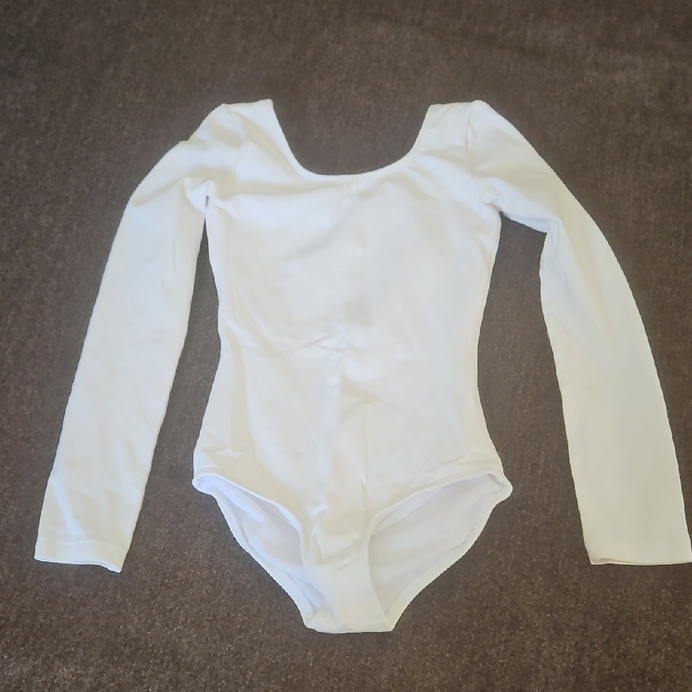 Bloch White Long Sleeve Bodysuit for Dance